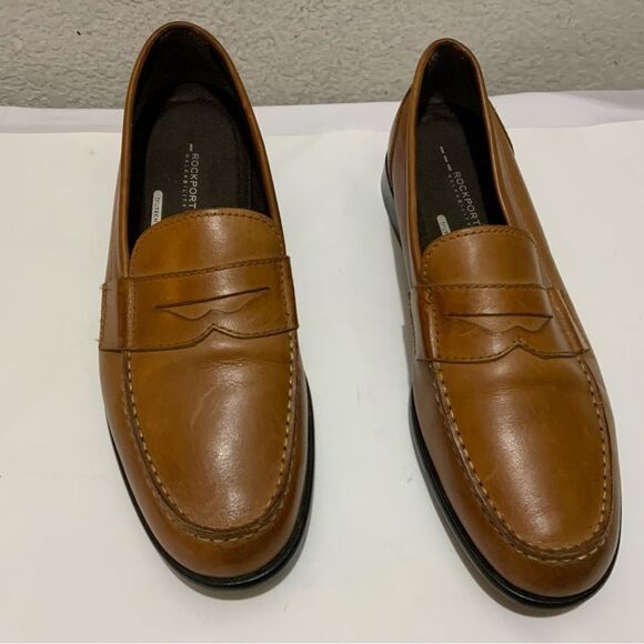 Rockport Walkability Trutech Brown Leather Slip On Casual Loafers Size 10 M - Picture 2 of 11